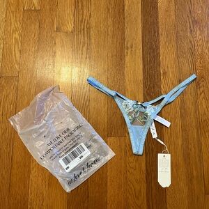 NWT For Love & Lemons Dawn Thong Panties Light Blue Medium